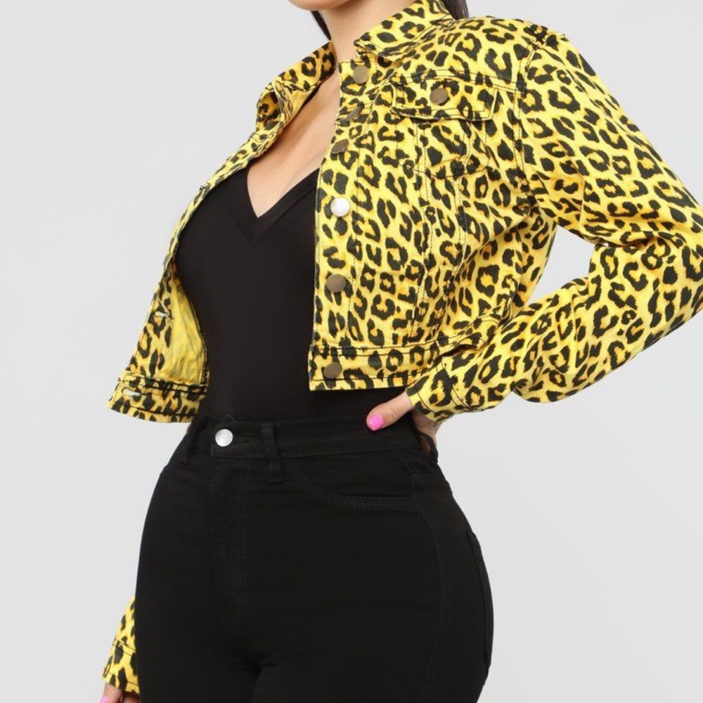Leopard print jean jacket